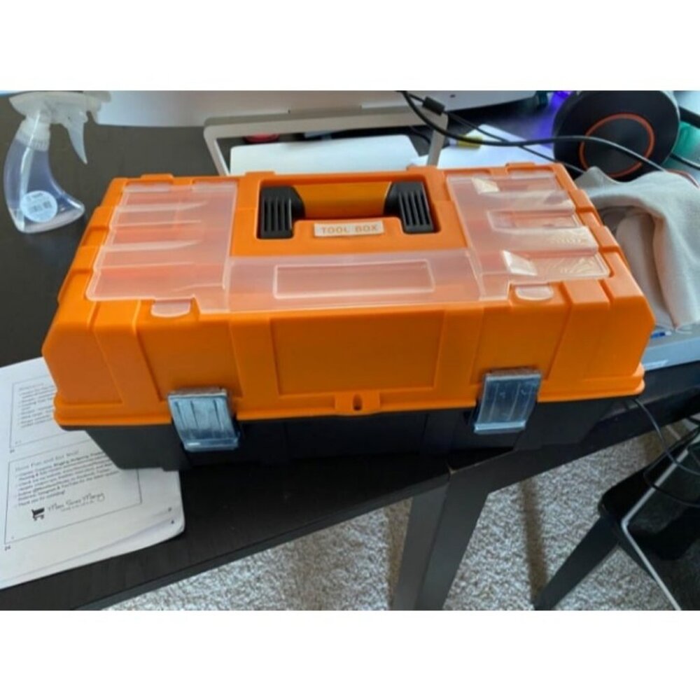 17-Inch Plastic Storage Box, 3-Tiers Tool Box Sewing Box Organizer